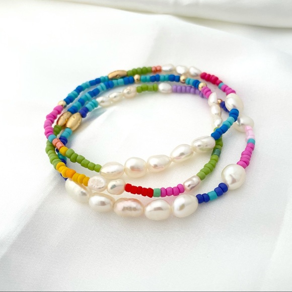 Set of 3 colorful Trendy Bead Bracelet - Picture 4 of 7